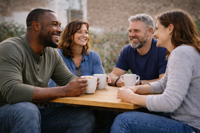 Forces and Families United backround group of people chatting.